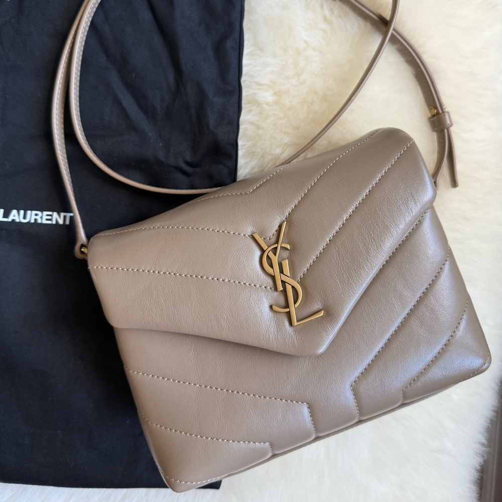 Saint Laurent Taupe Quilted Crossbody Bag - Picture 2 of 16
